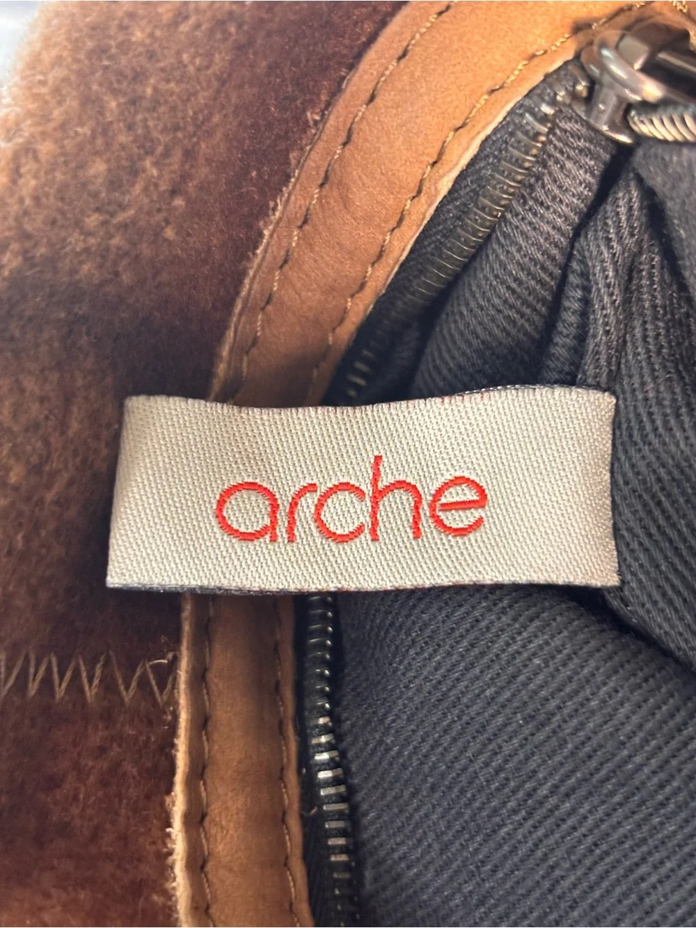 Arche France Brown Leather Wool Hobo Satchel Purse Striped Modern Bohemian $429